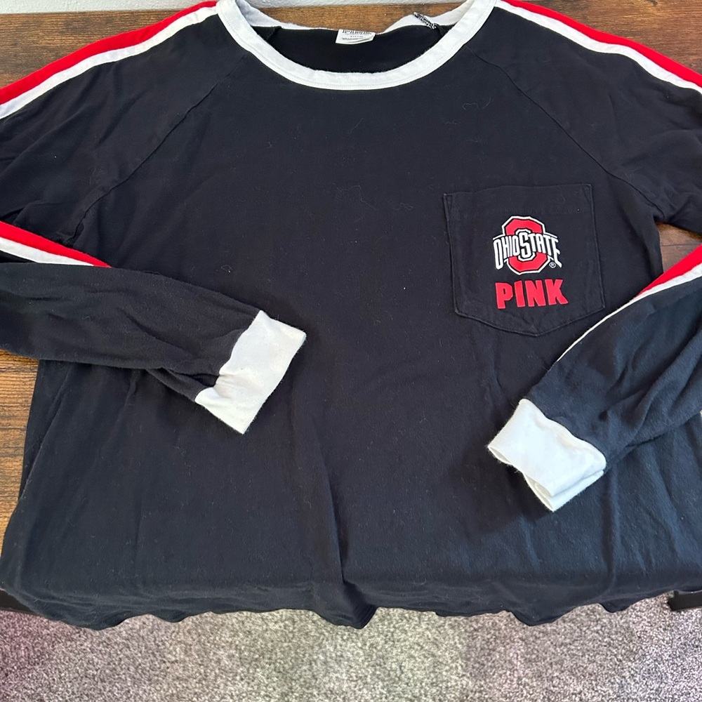 Ohio State PINK Victoria's Secret Long Sleeve Shirt - Black and Red